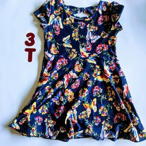 Blue 3T dress with flowers and butterflies